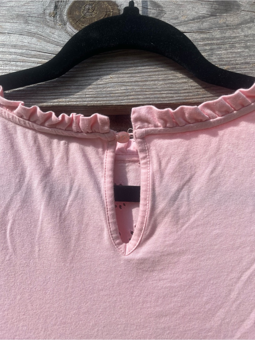 crown & ivy Light Pink Eyelet Cotton Blead Ruffled Neck Blouse Sz XL - Picture 7 of 8